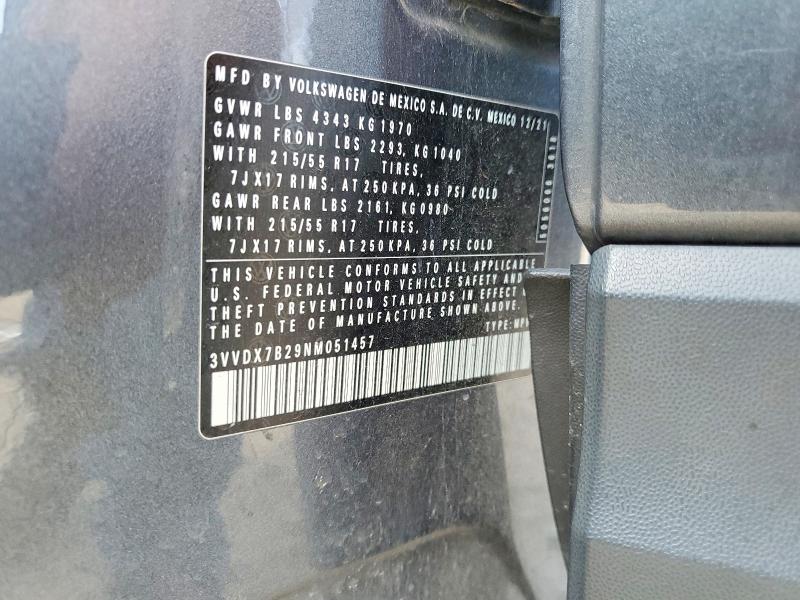 78278075 :رقم المزاد ، 3VVDX7B29NM051457 vin ، 2022 Volkswagen Taos مزاد بيع