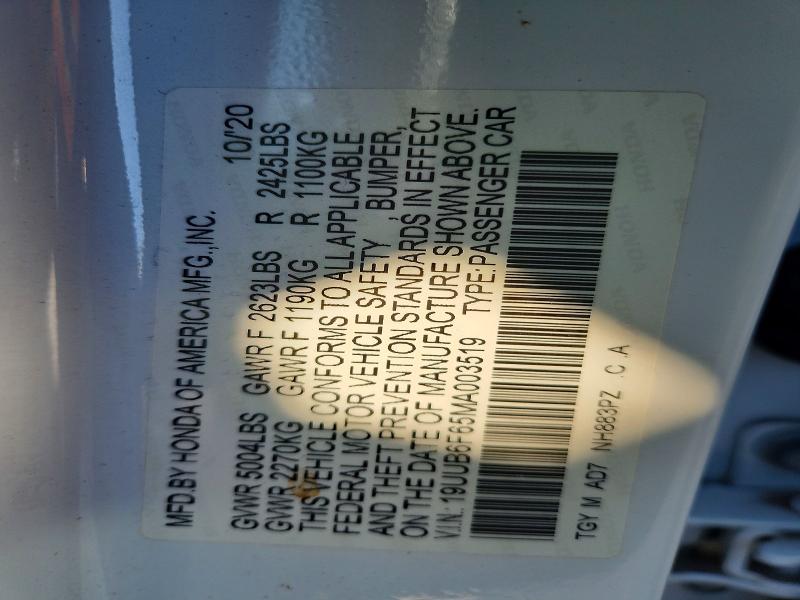 77574865 :رقم المزاد ، 19UUB6F65MA003519 vin ، 2021 Acura Tlx مزاد بيع