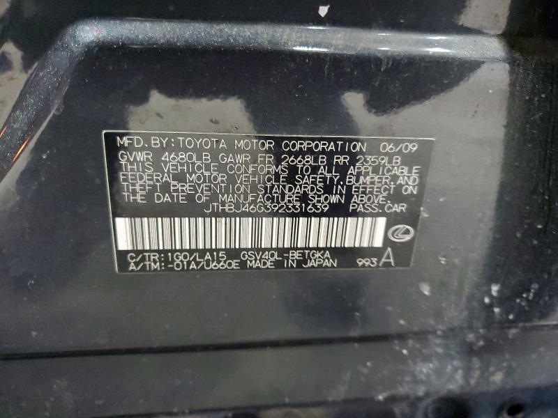 78924555 :رقم المزاد ، JTHBJ46G392331639 vin ، 2009 Lexus Es 350 مزاد بيع