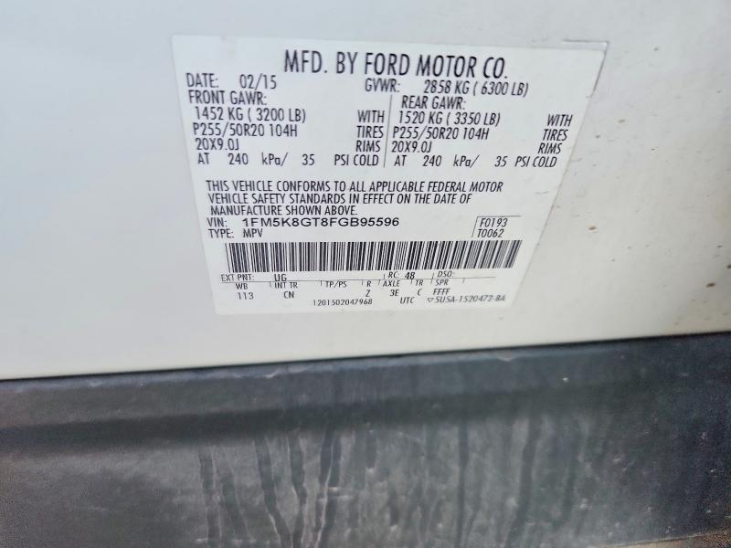 Aukcja sprzedaży 2015 Ford Explorer, vin: 1FM5K8GT8FGB95596, numer aukcji: 78151035