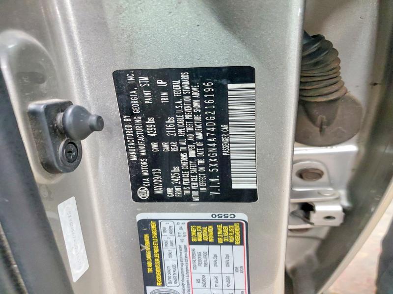 75873025 :رقم المزاد ، 5XXGN4A74DG216196 vin ، 2013 Kia Optima Ex مزاد بيع