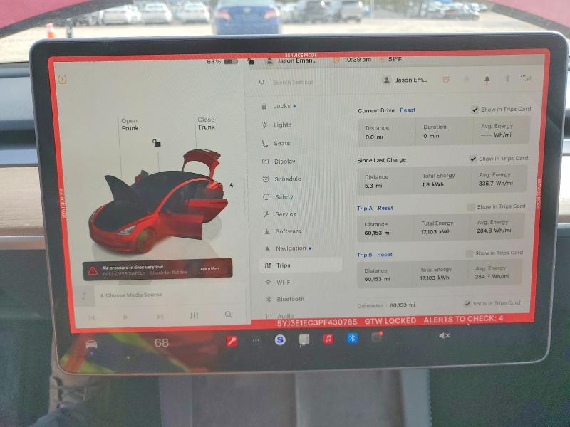 76875715 :رقم المزاد ، 5YJ3E1EC3PF430785 vin ، 2023 Tesla Model 3 مزاد بيع