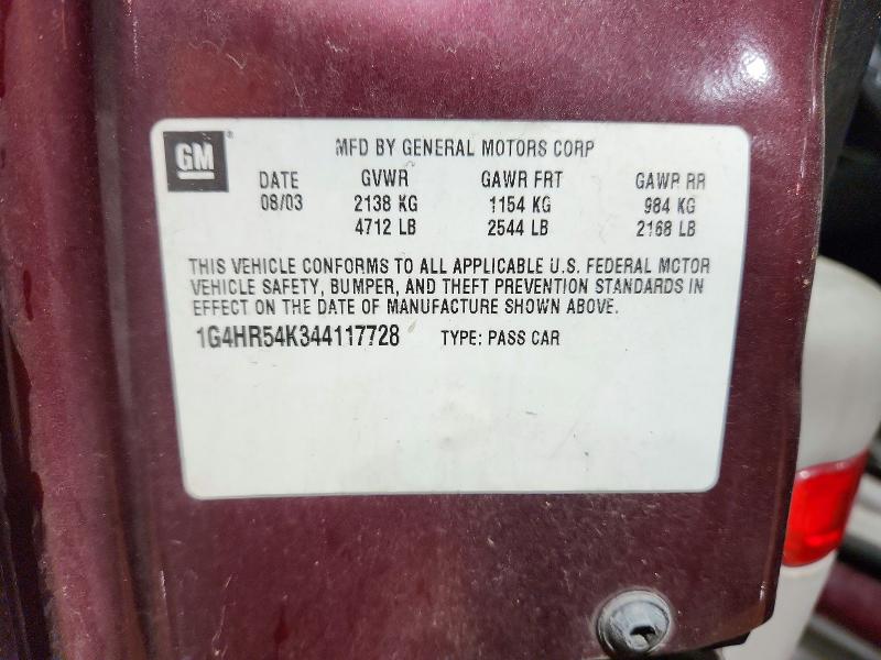 Aukcja sprzedaży 2004 Buick Lesabre, vin: 1G4HR54K344117728, numer aukcji: 75845745