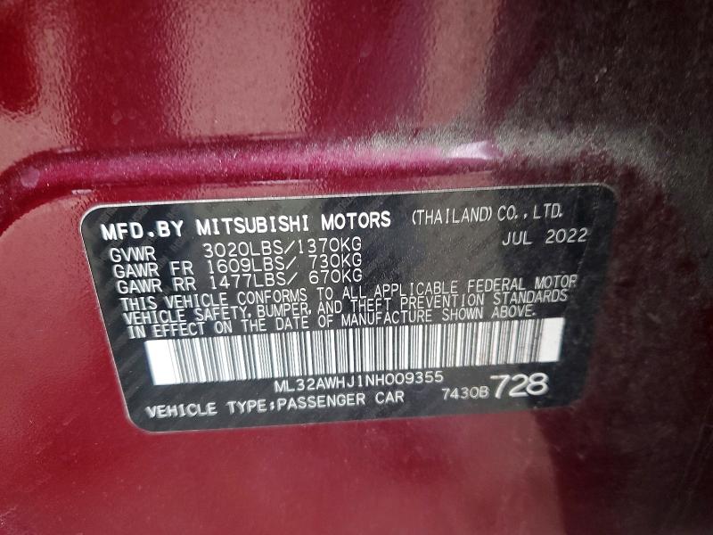 Продаж на аукціоні авто 2022 Mitsubishi Mirage, vin: ML32AWHJ1NH009355, номер лоту: 78156295