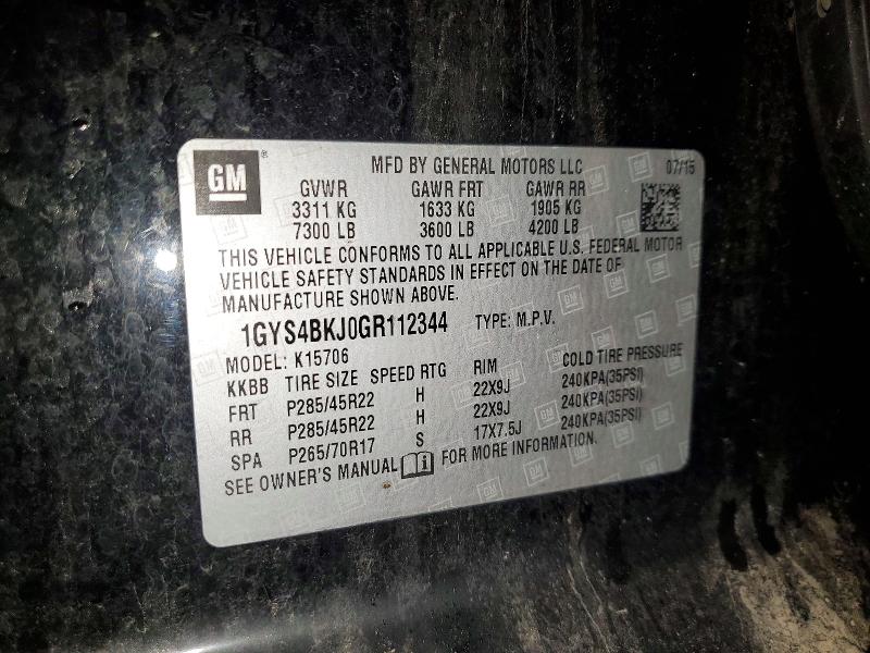 77509255 :رقم المزاد ، 1GYS4BKJ0GR112344 vin ، 2016 Cadillac Escalade مزاد بيع