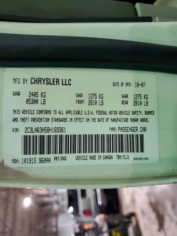 Auction sale of the 2008 Chrysler 300c, vin: 2C3LA63H58H169361, lot number: 78885625