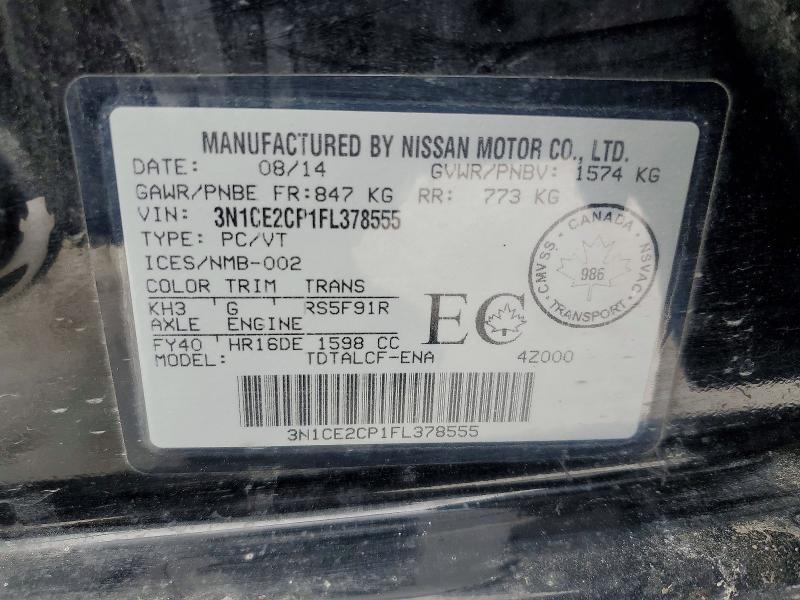 Продажа на аукционе авто 2015 Nissan Versa Note, vin: 3N1CE2CP1FL378555, номер лота: 77675185