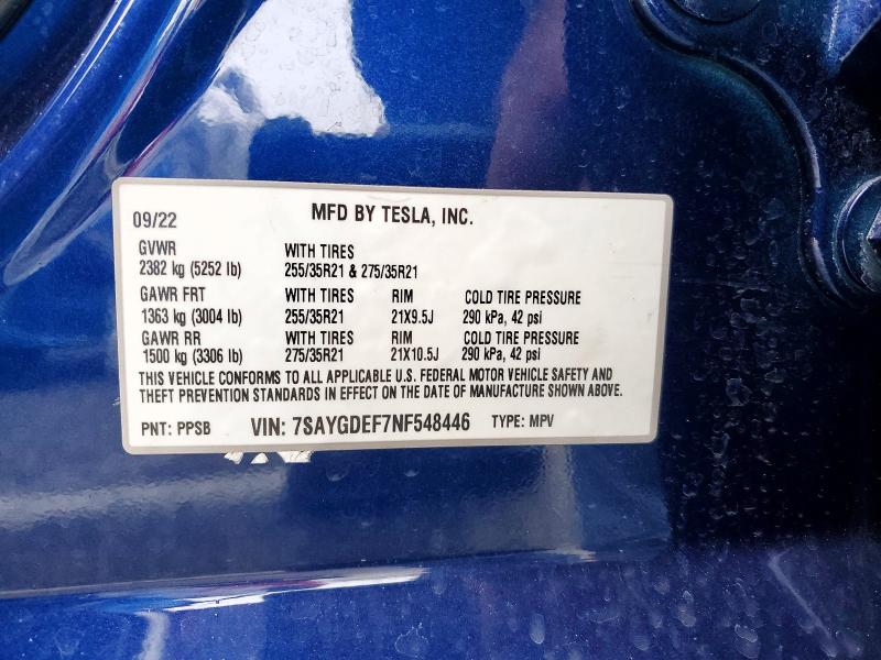 Продажа на аукционе авто 2022 Tesla Model Y, vin: 7SAYGDEF7NF548446, номер лота: 77783605
