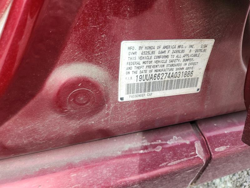 2004 Acura Tl მანქანა იყიდება აუქციონზე, vin: 19UUA66274A031886, აუქციონის ნომერი: 78215135