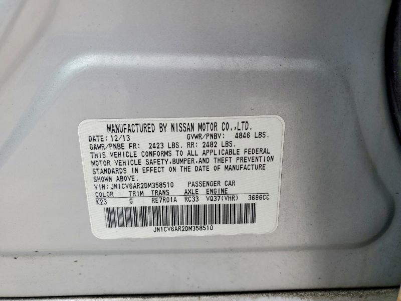 77166295 :رقم المزاد ، JN1CV6AR2DM358510 vin ، 2013 Infiniti G37 مزاد بيع