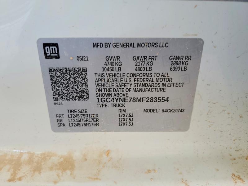 Aukcja sprzedaży 2021 Chevrolet Silverado, vin: 1GC4YNE78MF283554, numer aukcji: 76240175