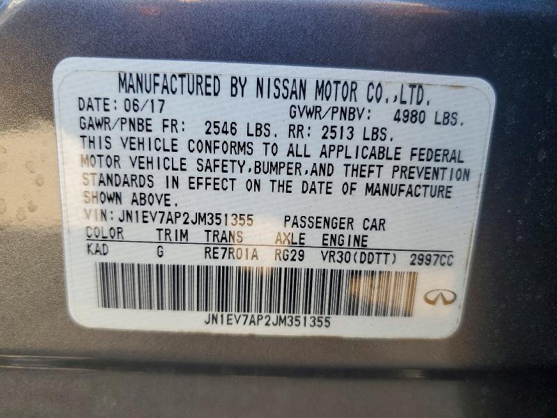 77013445 :رقم المزاد ، JN1EV7AP2JM351355 vin ، 2018 Infiniti Q50 مزاد بيع