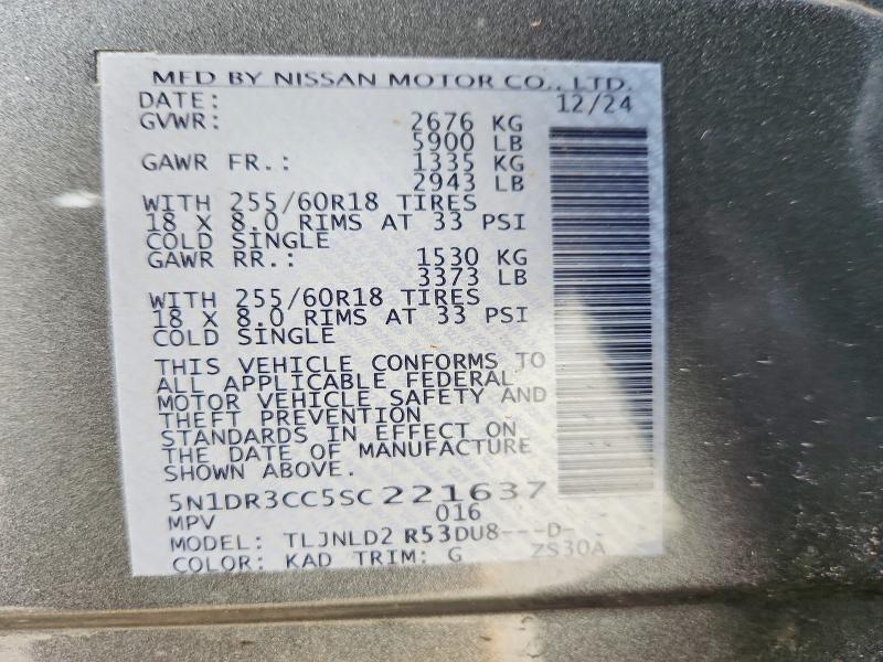 Auction sale of the 2025 Nissan Pathfinder, vin: 5N1DR3CC5SC221637, lot number: 78210875