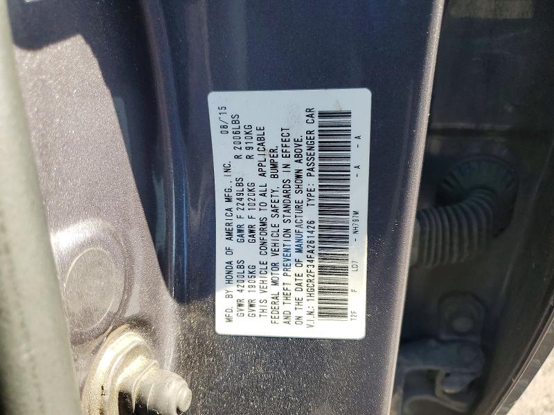 Auction sale of the 2015 Honda Accord, vin: 1HGCR2F34FA261426, lot number: 75513355