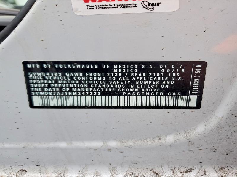 Продажа на аукционе авто 2017 Volkswagen Jetta, vin: 3VWDB7AJ1HM247223, номер лота: 76646195