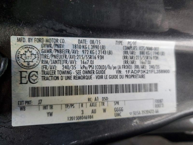 Продажа на аукционе авто 2015 Ford Focus, vin: 1FADP3K21FL358900, номер лота: 75317055