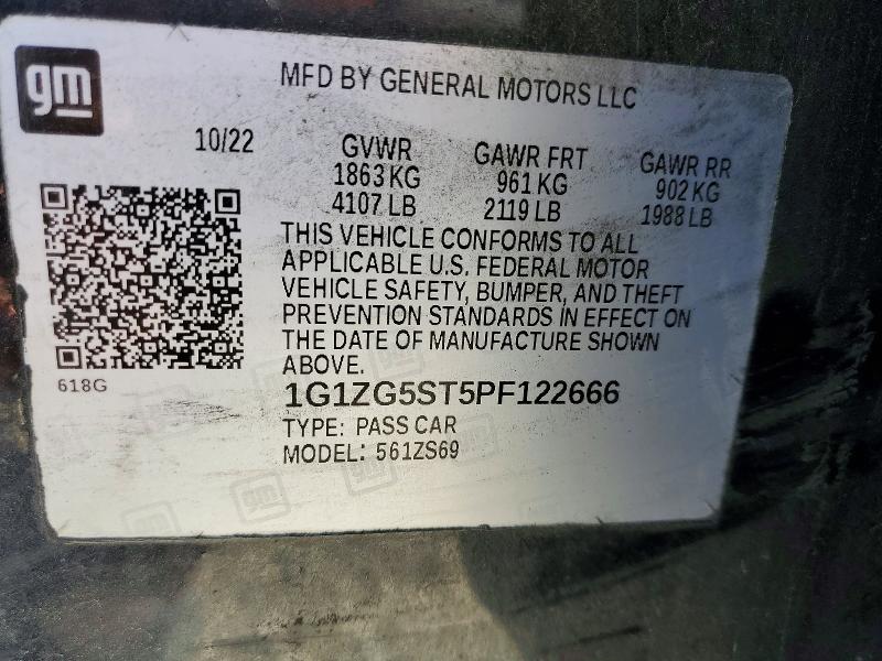 Aukcja sprzedaży 2023 Chevrolet Malibu, vin: 1G1ZG5ST5PF122666, numer aukcji: 77491985