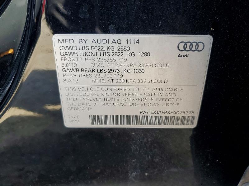 Aukcja sprzedaży 2015 Audi Q5, vin: WA1DGAFPXFA076278, numer aukcji: 76400455