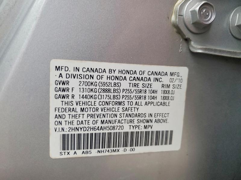 Aukcja sprzedaży 2010 Acura Mdx, vin: 2HNYD2H64AH508720, numer aukcji: 75830435