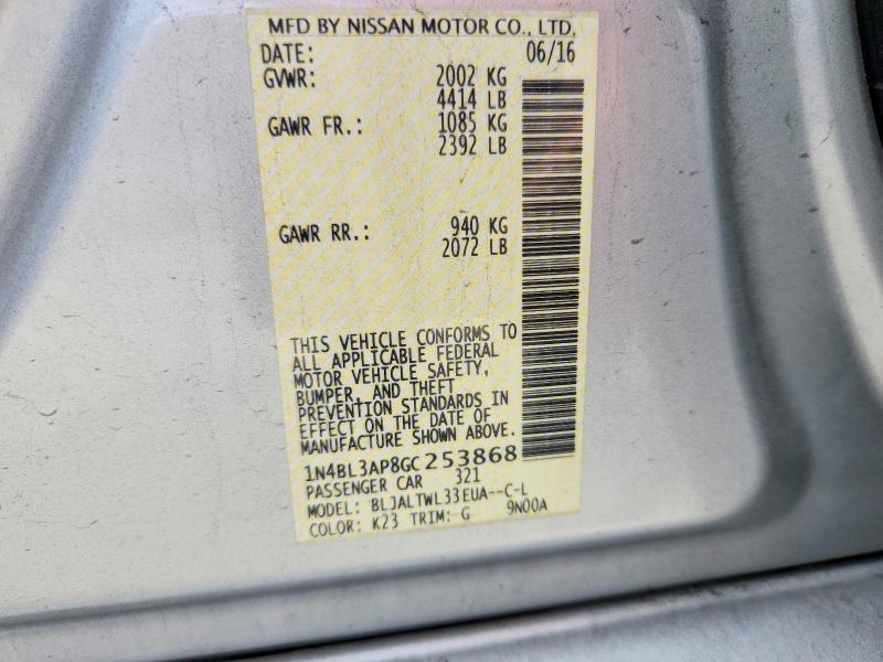 Продажа на аукционе авто 2016 Nissan Altima, vin: 1N4BL3AP8GC253868, номер лота: 77952005