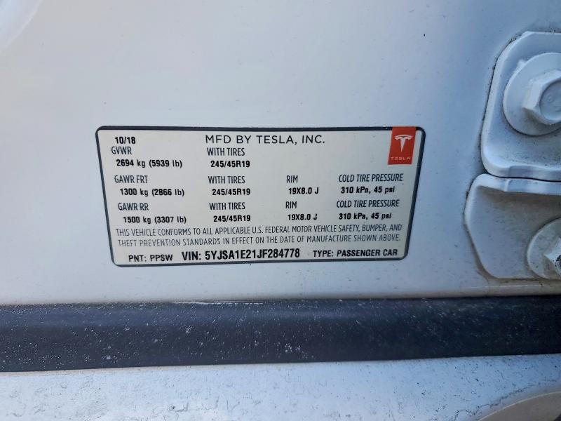 Продаж на аукціоні авто 2018 Tesla Model S, vin: 5YJSA1E21JF284778, номер лоту: 76368185