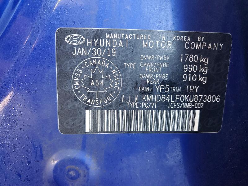Aukcja sprzedaży 2019 Hyundai Elantra Sel Automati, vin: KMHD84LF0KU873806, numer aukcji: 76630175