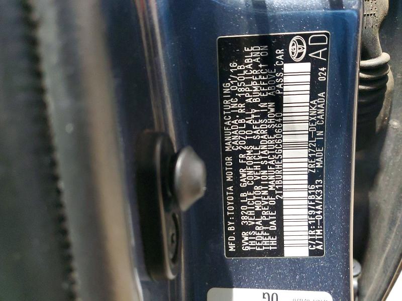 2016 Toyota Corolla მანქანა იყიდება აუქციონზე, vin: 2T1BURHE5GC606640, აუქციონის ნომერი: 75559025