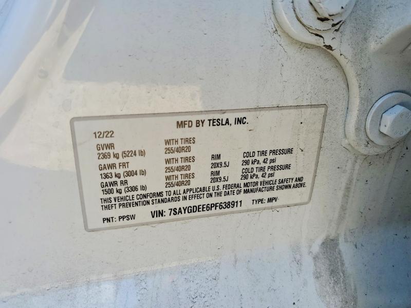 2023 Tesla Model Y მანქანა იყიდება აუქციონზე, vin: 7SAYGDEE6PF638911, აუქციონის ნომერი: 78903825
