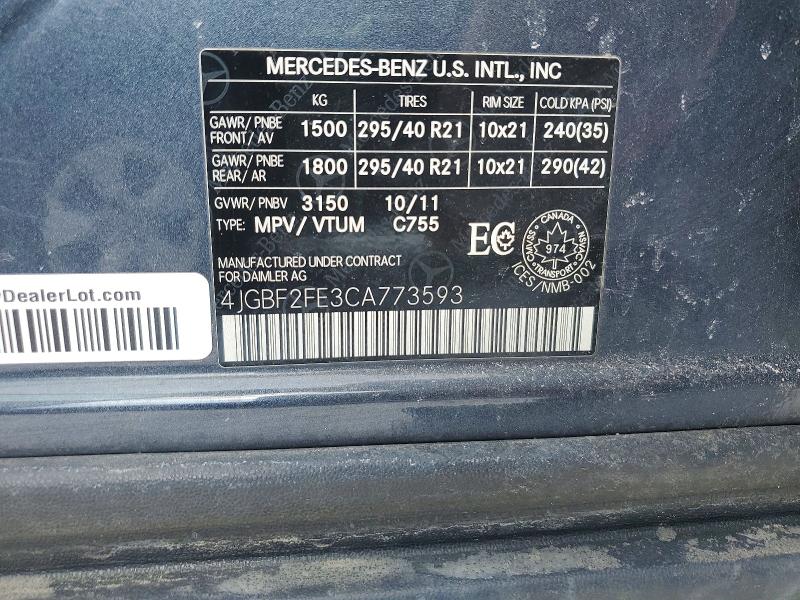 Aukcja sprzedaży 2012 Mercedes-benz Truck Gl350 Bluetec 4dr Aw, vin: 4JGBF2FE3CA773593, numer aukcji: 76205615
