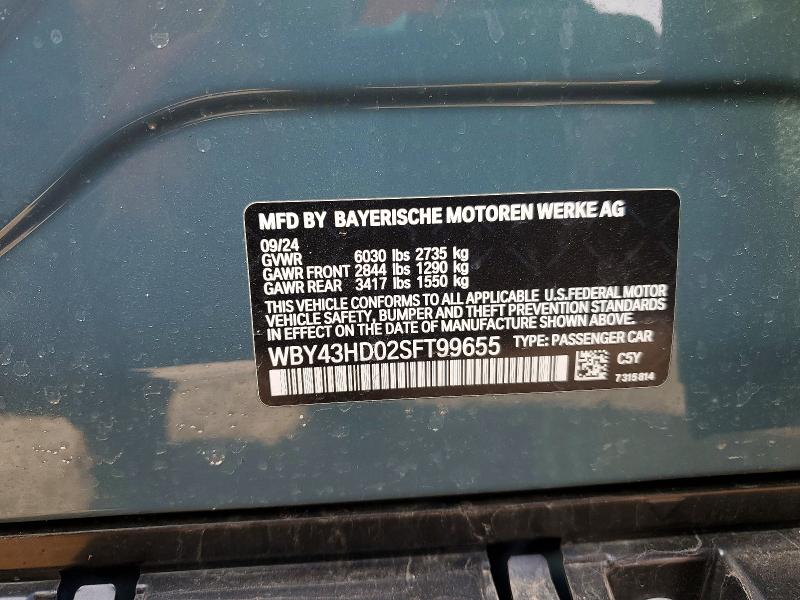 Aukcja sprzedaży 2025 Bmw I4, vin: WBY43HD02SFT99655, numer aukcji: 77208095
