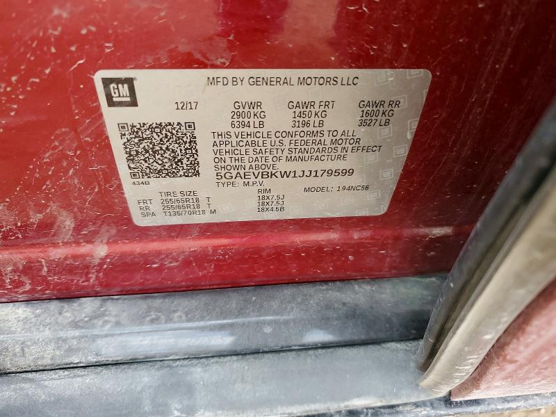 Продаж на аукціоні авто 2018 Buick Enclave, vin: 5GAEVBKW1JJ179599, номер лоту: 76287575