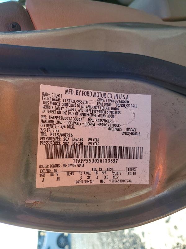 Продажа на аукционе авто 2002 Ford Taurus, vin: 1FAFP55U02A133357, номер лота: 75847405