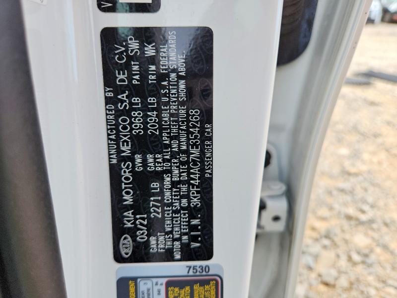 2021 Kia Forte მანქანა იყიდება აუქციონზე, vin: 3KPF44AC7ME354268, აუქციონის ნომერი: 76989315