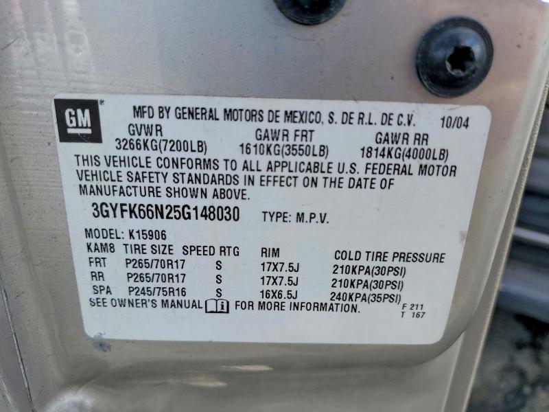 Aukcja sprzedaży 2005 Cadillac Escalade, vin: 3GYFK66N25G148030, numer aukcji: 79117765
