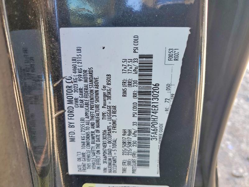 Продажа на аукционе авто 2014 Ford Fusion, vin: 3FA6P0H74ER130206, номер лота: 78226605