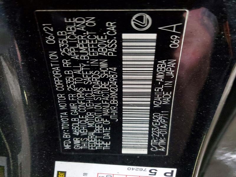 Продажа на аукционе авто 2021 Lexus Ux 250h, vin: JTHX9JBHXM2049874, номер лота: 78724585