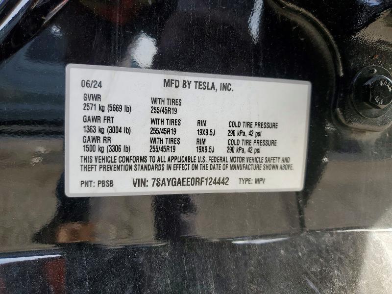 Aukcja sprzedaży 2024 Tesla Model Y, vin: 7SAYGAEE0RF124442, numer aukcji: 99133855