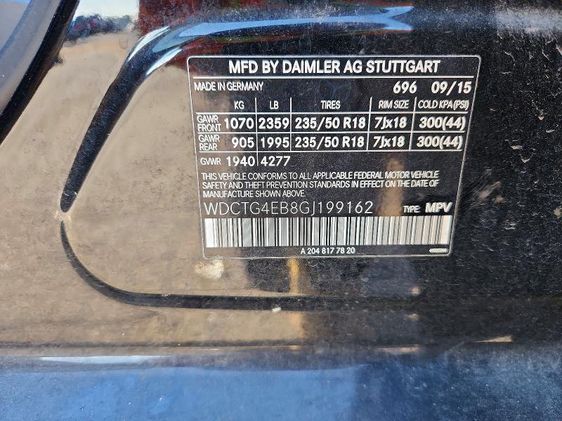 Aukcja sprzedaży 2016 Mercedes-benz Gla, vin: WDCTG4EB8GJ199162, numer aukcji: 76050325