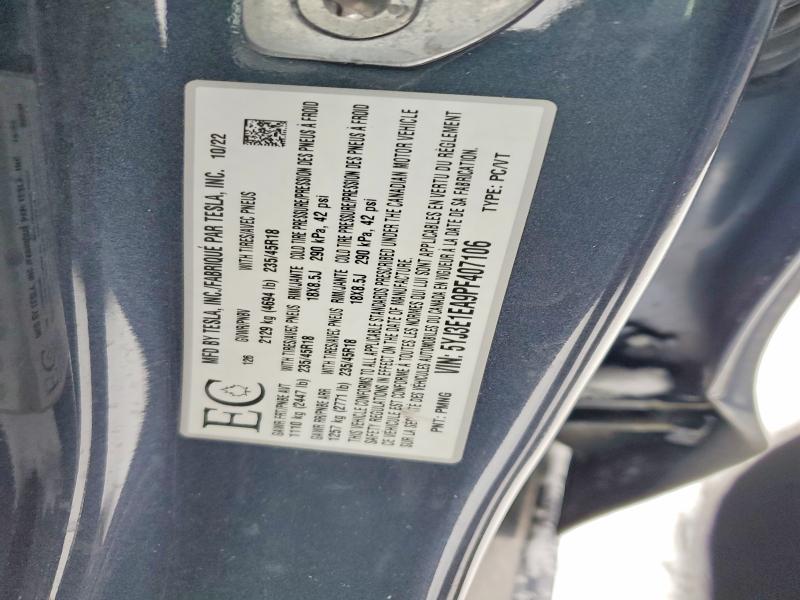 Продажа на аукционе авто 2023 Tesla Model 3, vin: 5YJ3E1EA9PF407106, номер лота: 75313135