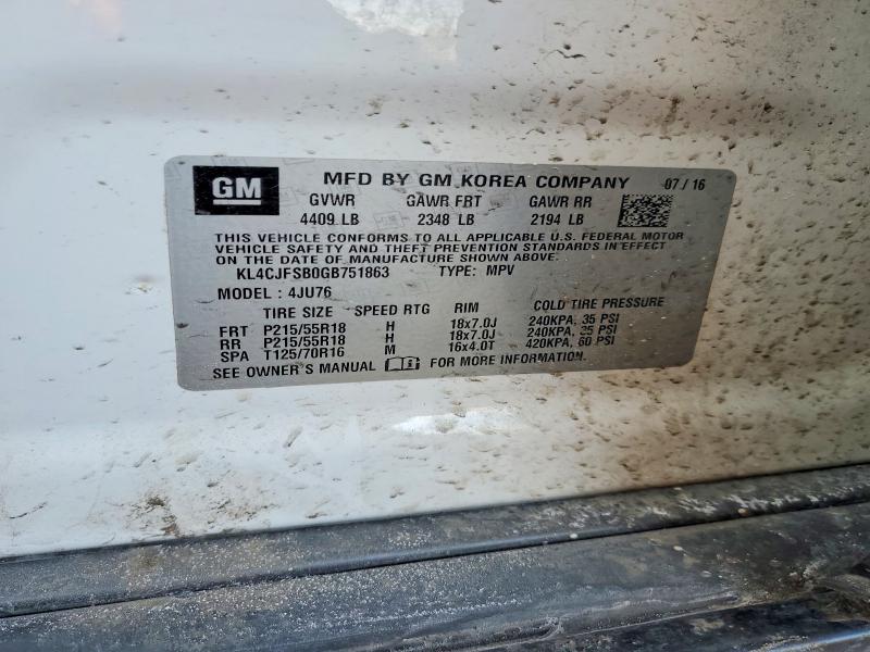 Aukcja sprzedaży 2016 Buick Encore, vin: KL4CJFSB0GB751863, numer aukcji: 78762985