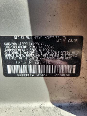 2009 Subaru Impreza მანქანა იყიდება აუქციონზე, vin: JF1GH60689H803366, აუქციონის ნომერი: 78503545
