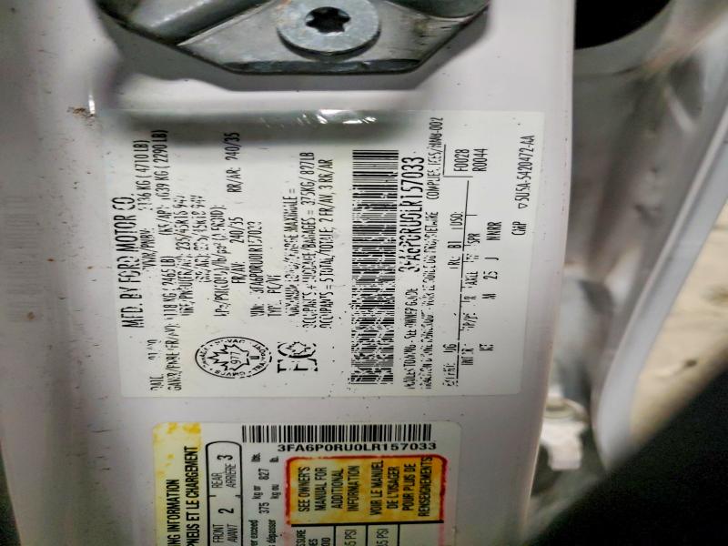Продаж на аукціоні авто 2020 Ford Fusion, vin: 3FA6P0RU0LR157033, номер лоту: 76651265