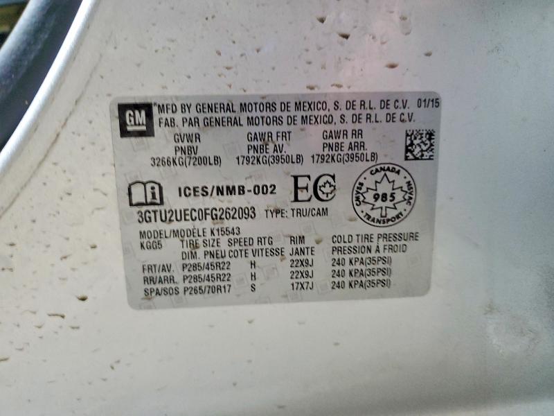 76534075 :رقم المزاد ، 3GTU2UEC0FG262093 vin ، 2015 Gmc Sierra مزاد بيع