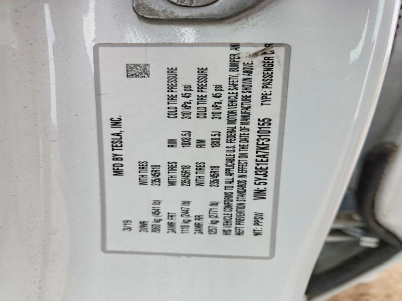 Aukcja sprzedaży 2019 Tesla Model 3, vin: 5YJ3E1EA7KF310155, numer aukcji: 72874485