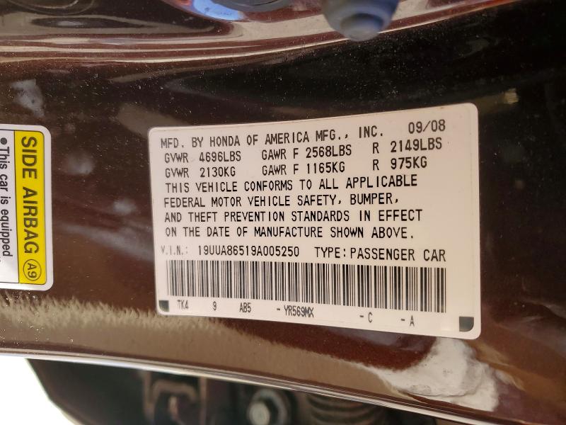 Aukcja sprzedaży 2009 Acura Tl, vin: 19UUA86519A005250, numer aukcji: 78587615
