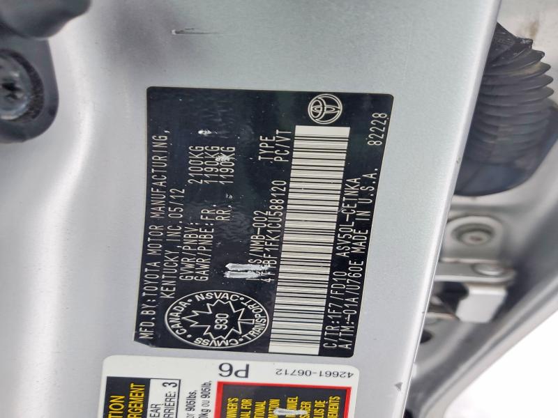 Продажа на аукционе авто 2012 Toyota Camry, vin: 4T1BF1FK1CU588120, номер лота: 75666065