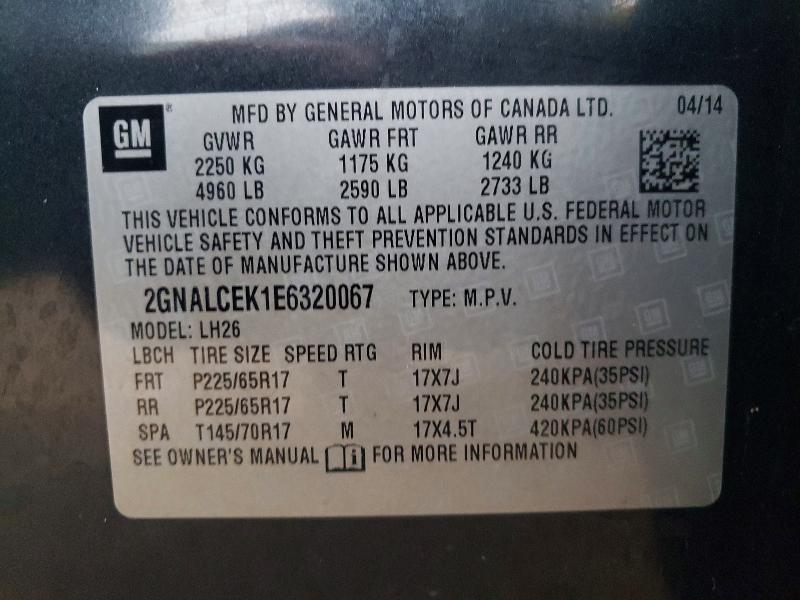 77869845 :رقم المزاد ، 2GNALCEK1E6320067 vin ، 2014 Chevrolet Equinox مزاد بيع