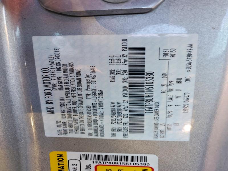 Продаж на аукціоні авто 2022 Ford Mustang, vin: 1FATP8UH1N5105380, номер лоту: 79358655