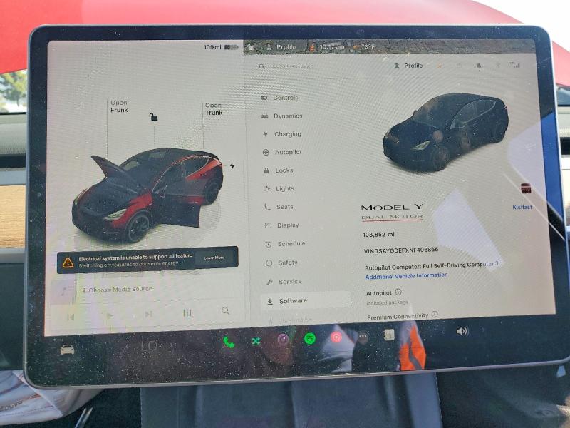 78633755 :رقم المزاد ، 7SAYGDEFXNF406866 vin ، 2022 Tesla Model Y مزاد بيع