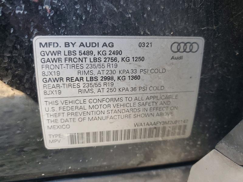 Продажа на аукционе авто 2021 Audi Q5, vin: WA1AAAFY3M2081147, номер лота: 76777875